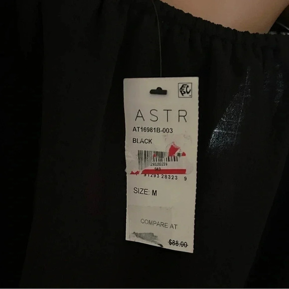 ASTR the label Tie Waist 3/4 Balloon Sleeve Crop Top Black Size M - Picture 12 of 12